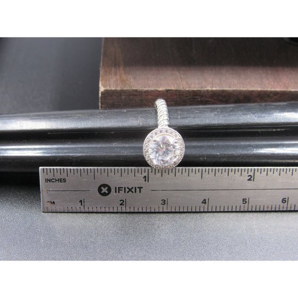 Size 7 Sterling Silver Halo Style CZ Braided Band Ring Vintage Statement - Picture 7 of 8